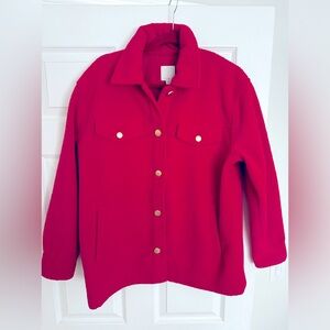 Joie - Designer Hot Pink Jacket/ shacket - w gold buttons- size Med-